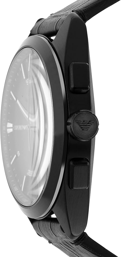 Emporio Armani Claudio Chronograph Black Dial Black Leather Strap Watch For Men - AR11483 - Image 8